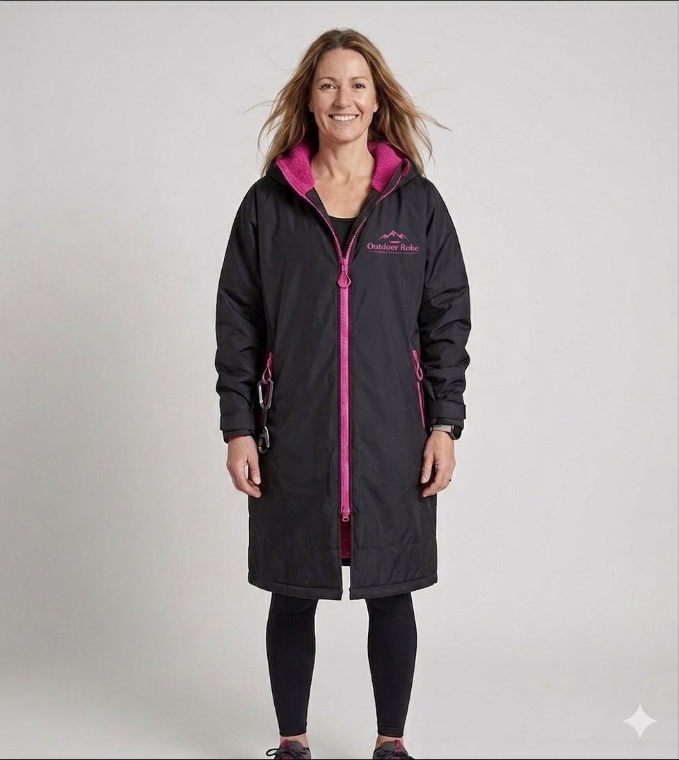 Adults Outdoor Robe - Black & Pink