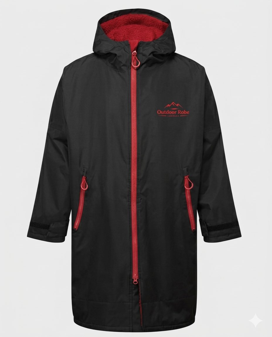 Junior Outdoor Robe - Black & Red