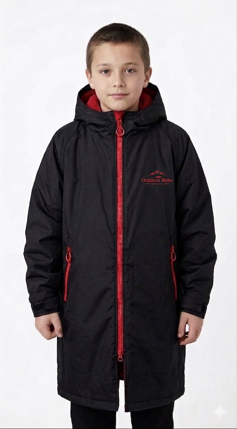 Junior Outdoor Robe - Black & Red