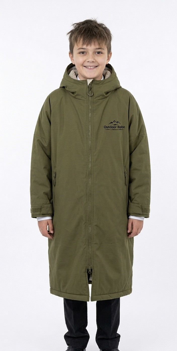 Junior Outdoor Robe - Khaki Green